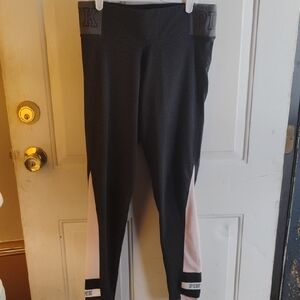 Victoria's Secret Black and Light Pink Kids Leggings